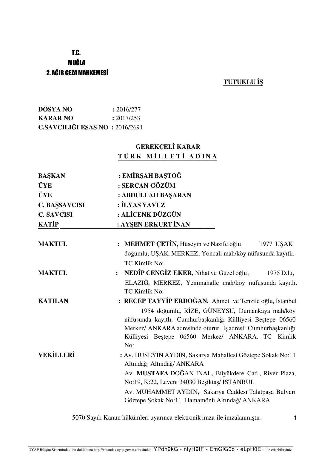 Marmaris 15 July Trial — Reasoned Judgment — first page