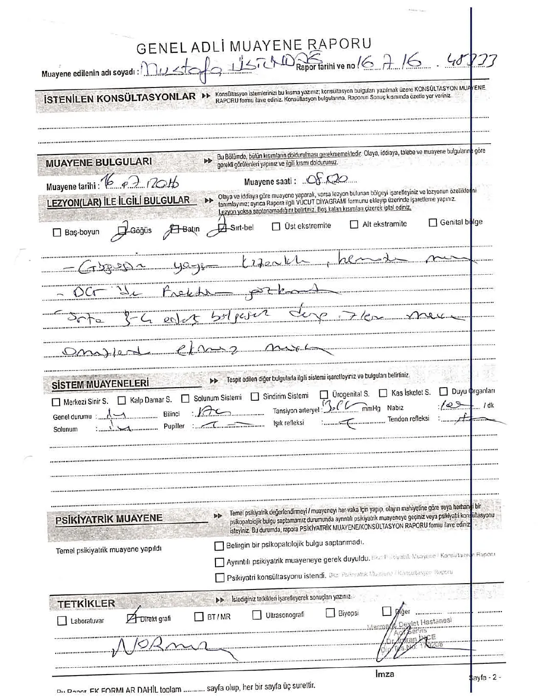 Guards' General Forensic Examination Reports (combined) — first page