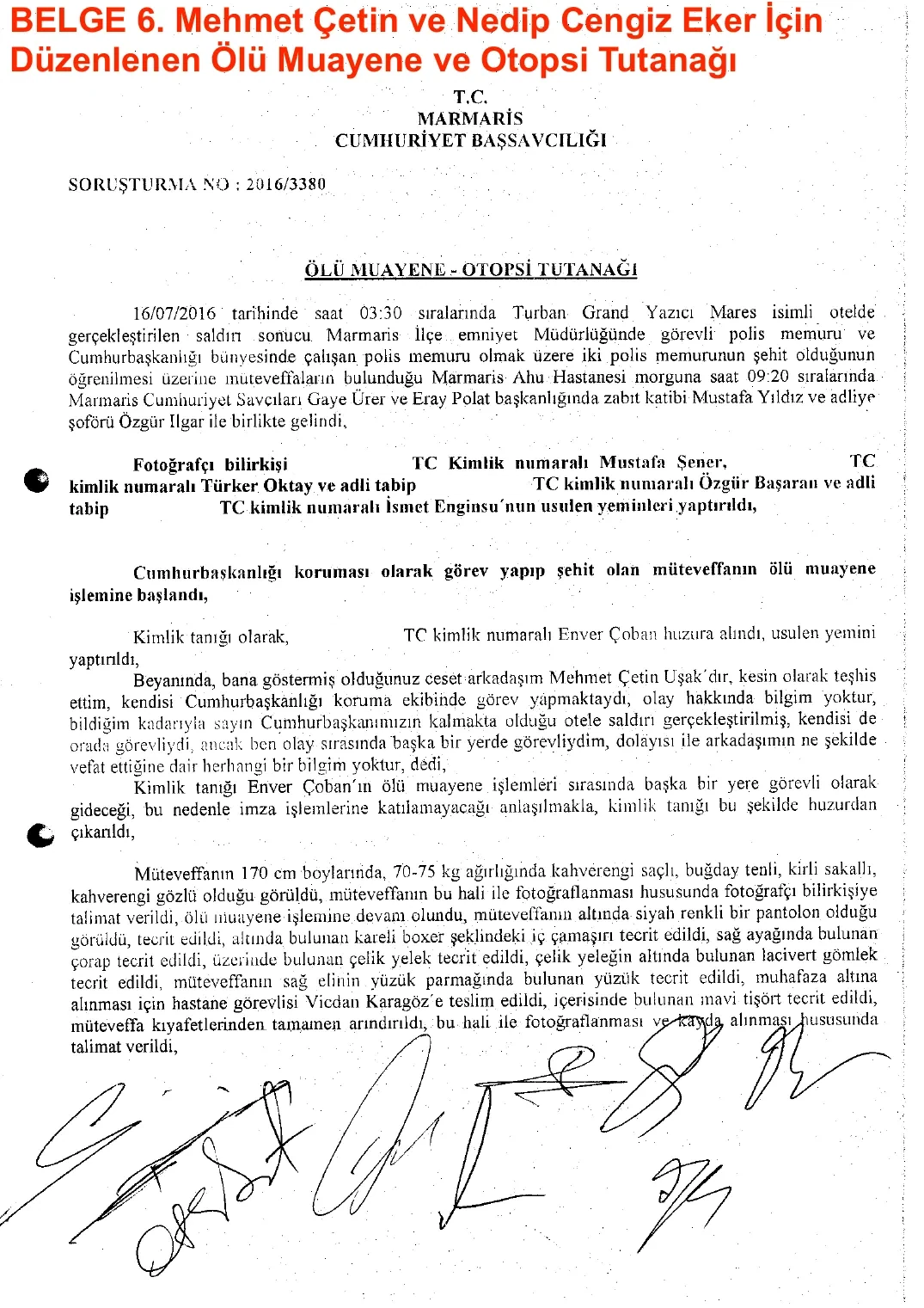 External Post-mortem Examination and Autopsy Record — first page