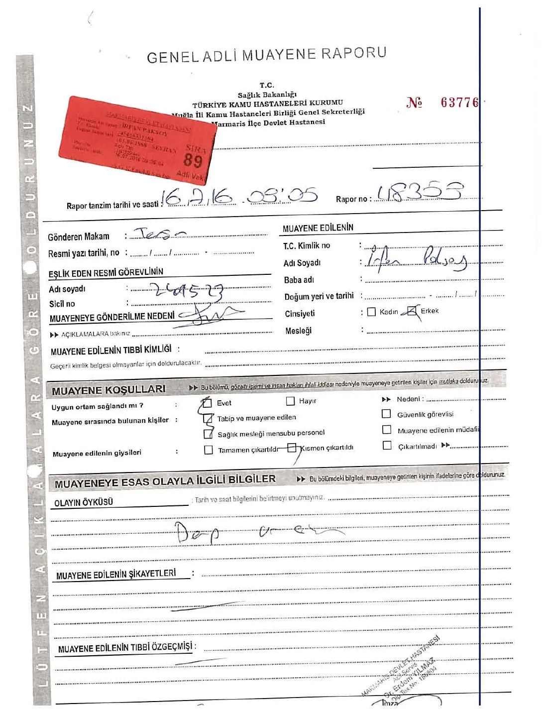 İrfan Paksoy General Forensic Examination Report — first page